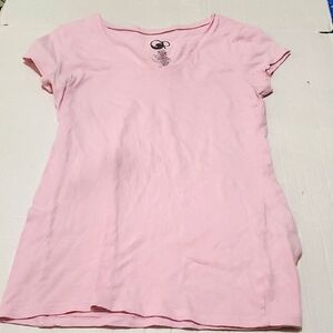 Op 90s Retro Pink V-Neck Fitted Beach Surfer Tee S